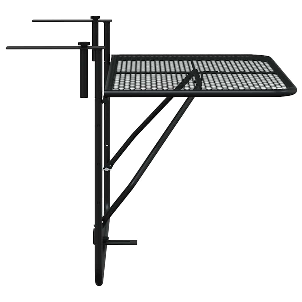 Balcony Table Black 60x40 cm Steel