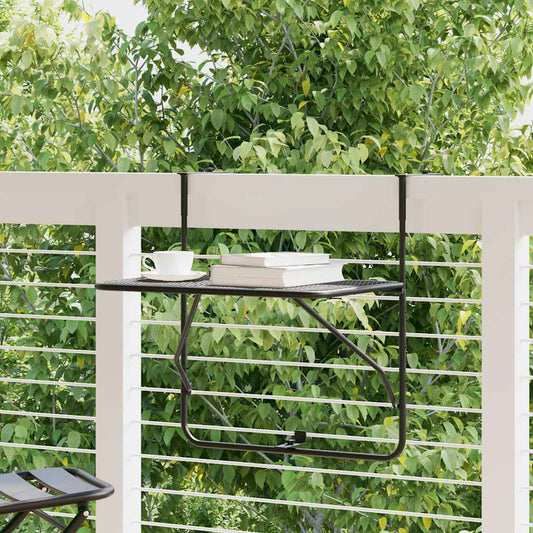 Balcony Table Black 60x40 cm Steel