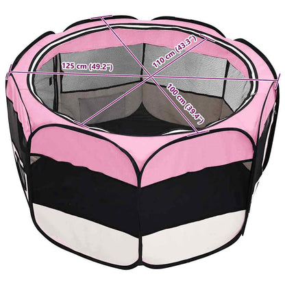 Foldable Dog Playpen with Carrying Bag Pink 125x125x61 cm