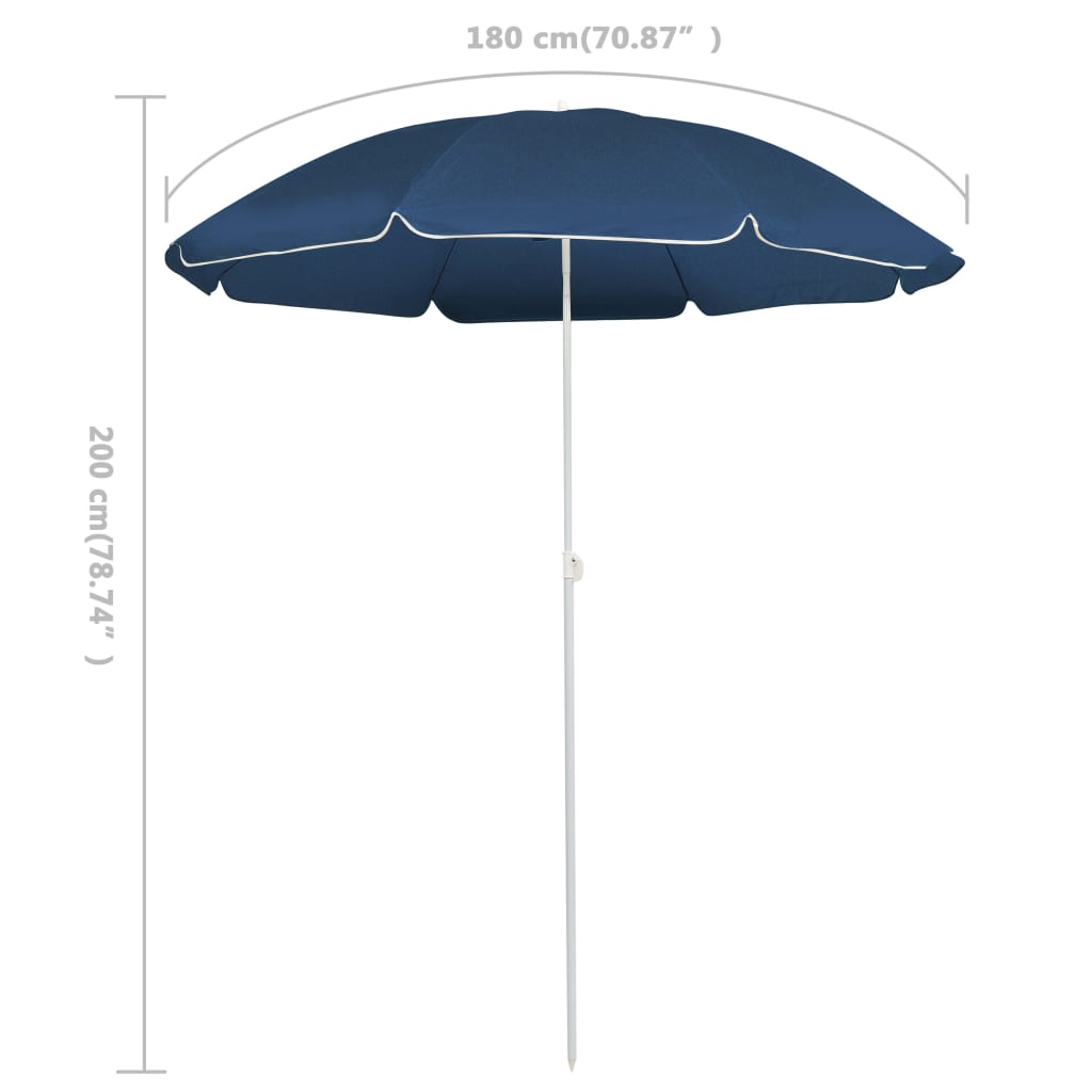 Garden Parasol  with Steel Pole Blue 180 cm