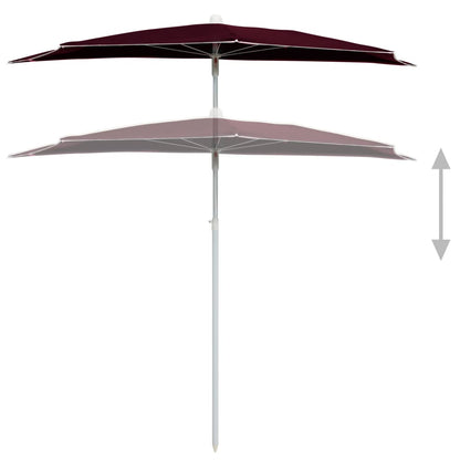Garden Half Parasol with Pole 180x90 cm Bordeaux Red