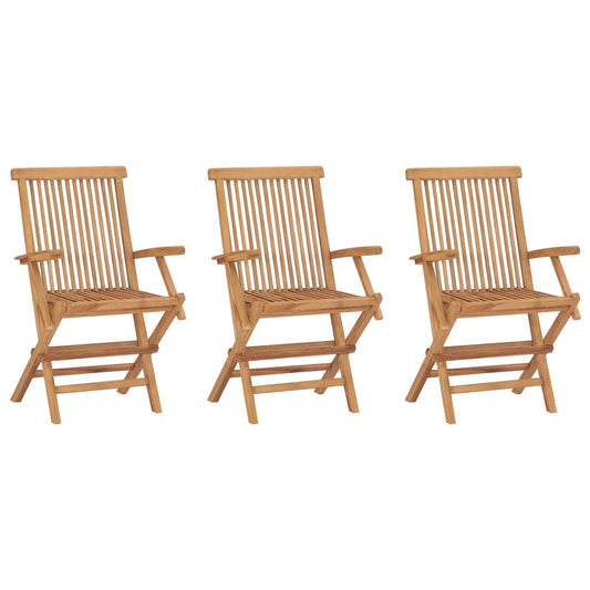 Folding Garden Chairs 3 pcs Solid Teak Wood