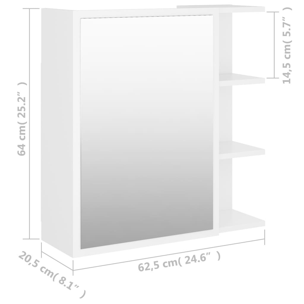 Bathroom Mirror Cabinet White 62.5x20.5x64 cm Engineered Wood