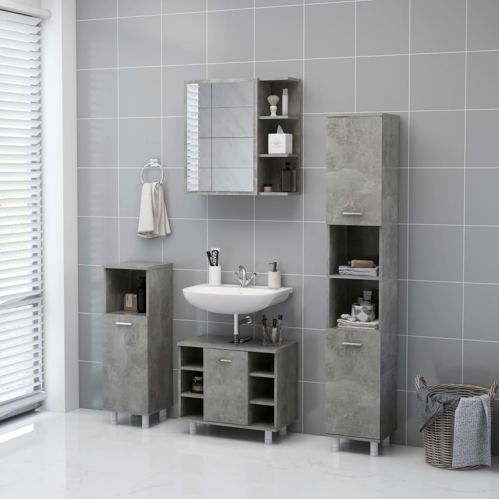 Bathroom Mirror Cabinet Concrete Grey 62.5x20.5x64 cm Engineered Wood