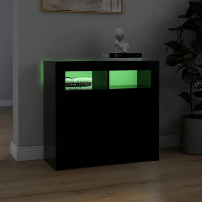Sideboard with LED Lights Black 80x35x75 cm