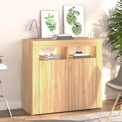 Sideboard with LED Lights Sonoma Oak 80x35x75 cm