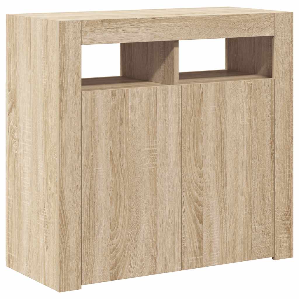 Sideboard with LED Lights Sonoma Oak 80x35x75 cm
