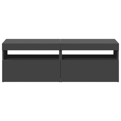 TV Cabinets with LED Lights 2 pcs Grey 60x35x40 cm