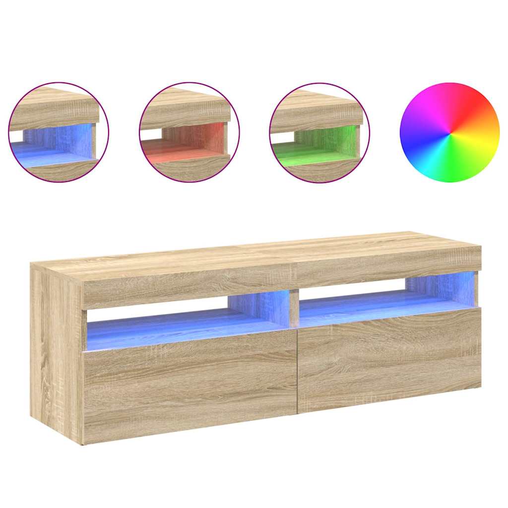 TV Cabinets with LED Lights 2 pcs Sonoma Oak 60x35x40 cm