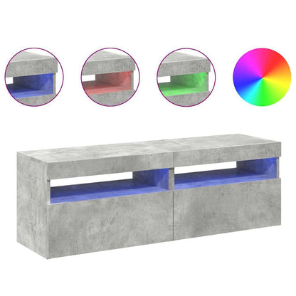 TV Cabinets with LED Lights 2 pcs Concrete Grey 60x35x40 cm