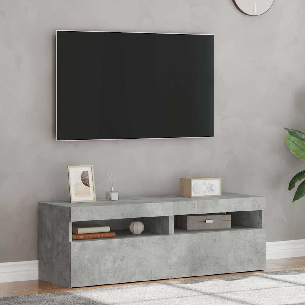 TV Cabinets with LED Lights 2 pcs Concrete Grey 60x35x40 cm