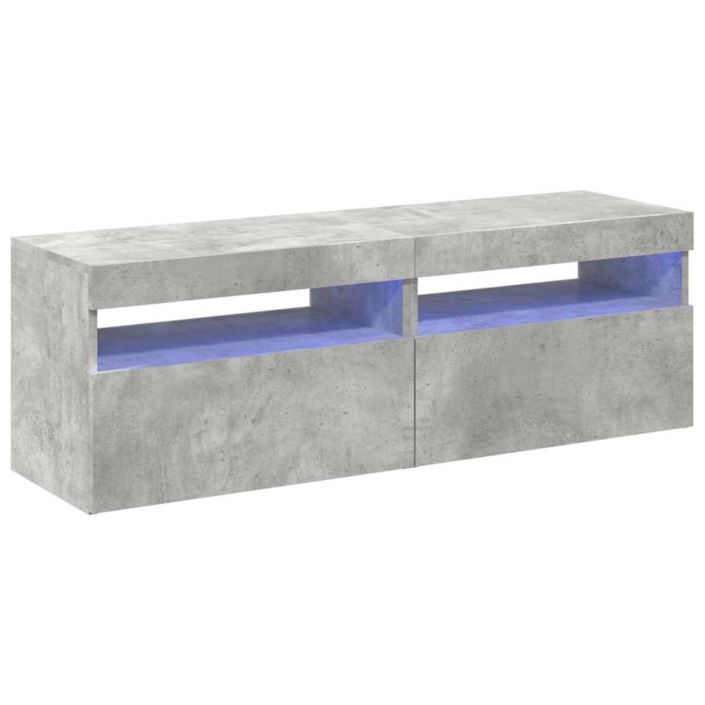 TV Cabinets with LED Lights 2 pcs Concrete Grey 60x35x40 cm