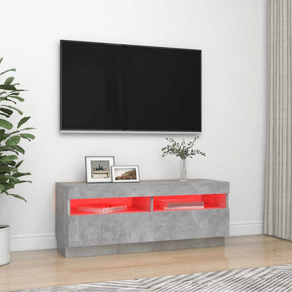 TV Cabinet with LED Lights Concrete Grey 100x35x40 cm