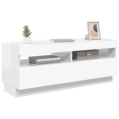 TV Cabinet with LED Lights High Gloss White 100x35x40 cm