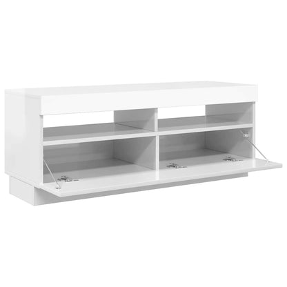 TV Cabinet with LED Lights High Gloss White 100x35x40 cm