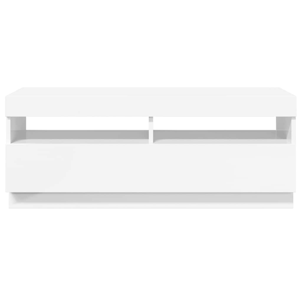 TV Cabinet with LED Lights High Gloss White 100x35x40 cm