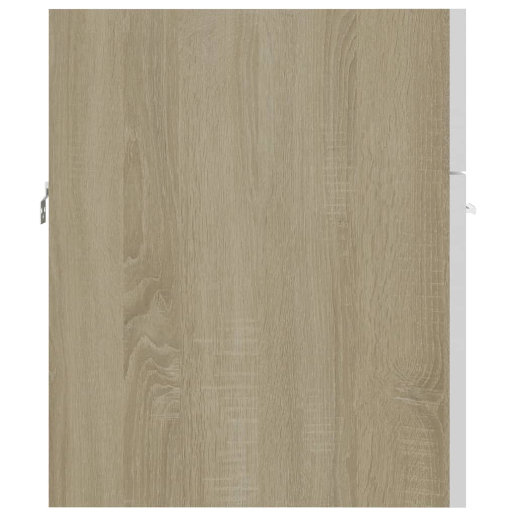Sink Cabinet White and Sonoma Oak 41x38.5x46 cm Engineered Wood