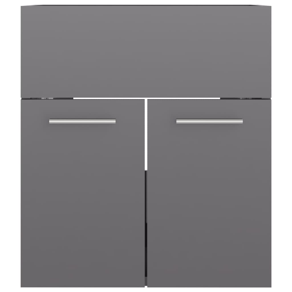 Sink Cabinet High Gloss Grey 41x38.5x46 cm Engineered Wood