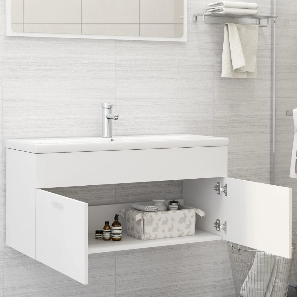 Sink Cabinet White 100x38.5x46 cm Engineered Wood