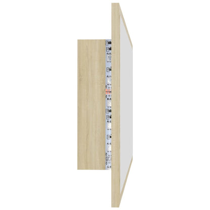 LED Bathroom Mirror Sonoma Oak 80x8.5x37 cm Acrylic