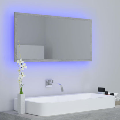 LED Bathroom Mirror Concrete Grey 90x8.5x37 cm Acrylic