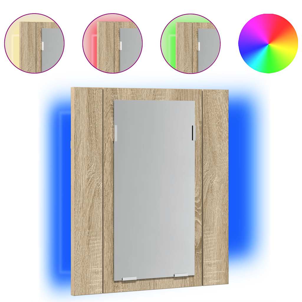 LED Bathroom Mirror Cabinet Sonoma Oak 40x12x45 cm Acrylic