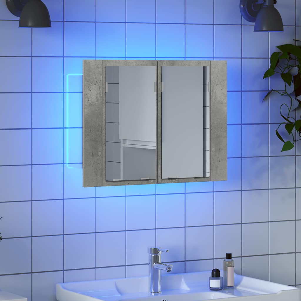LED Bathroom Mirror Cabinet Concrete Grey 60x12x45 cm Acrylic