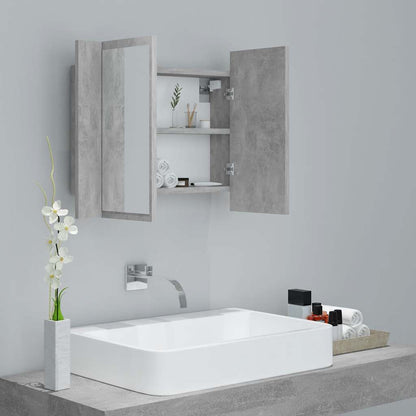 LED Bathroom Mirror Cabinet Concrete Grey 60x12x45 cm Acrylic