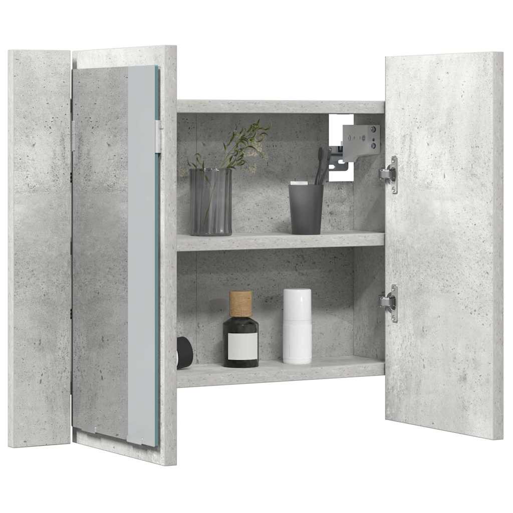 LED Bathroom Mirror Cabinet Concrete Grey 60x12x45 cm Acrylic