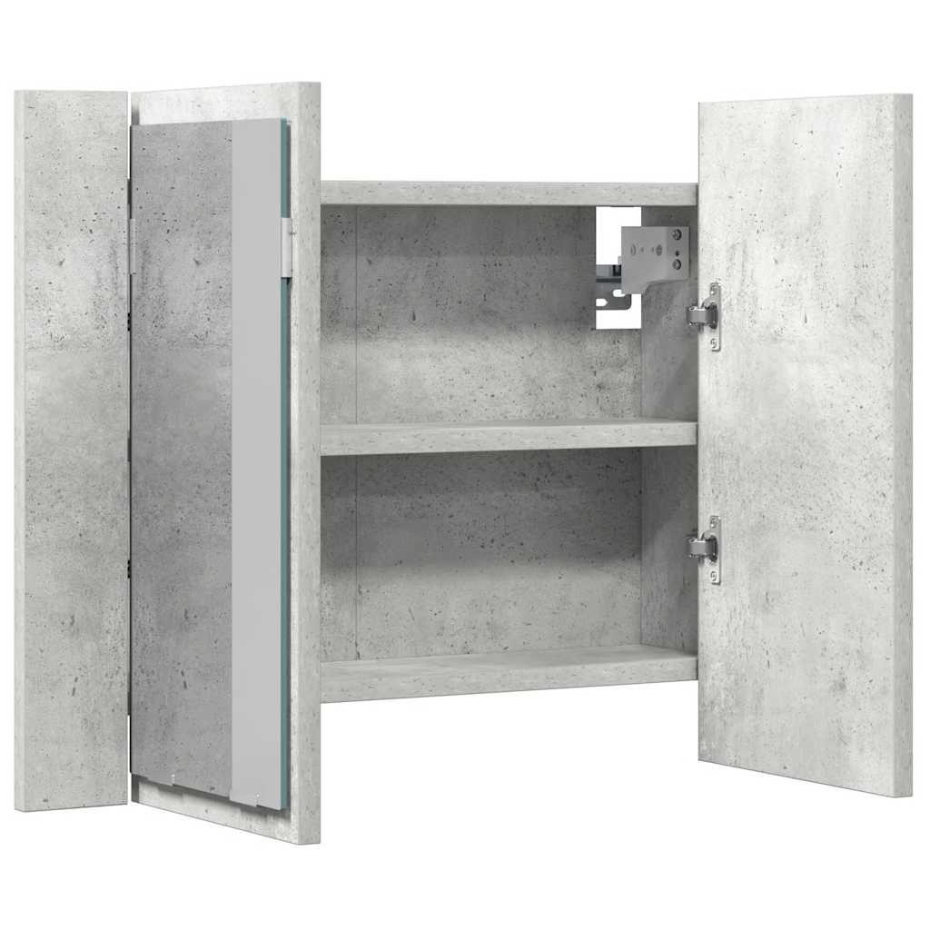 LED Bathroom Mirror Cabinet Concrete Grey 60x12x45 cm Acrylic
