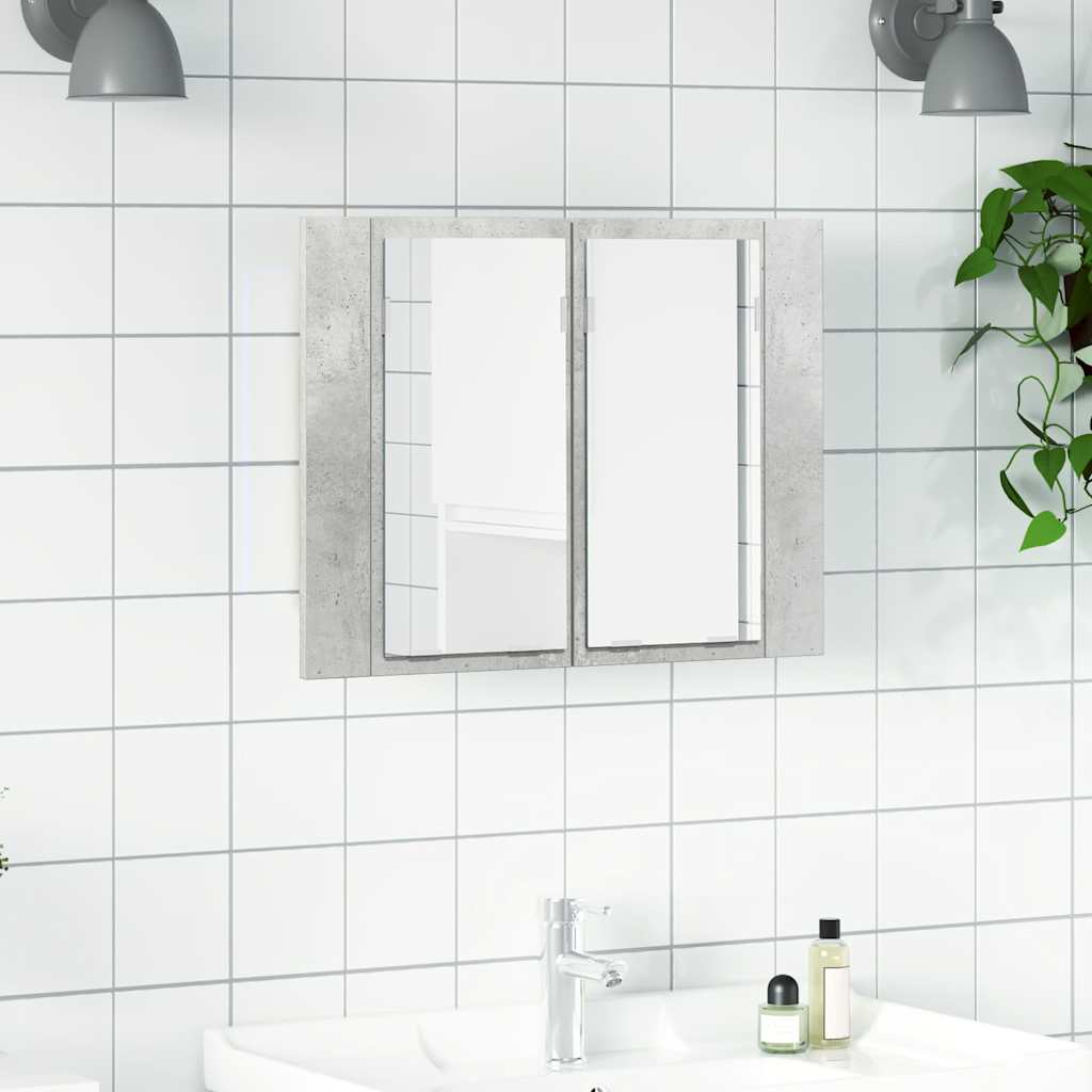 LED Bathroom Mirror Cabinet Concrete Grey 60x12x45 cm Acrylic