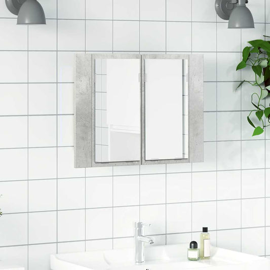LED Bathroom Mirror Cabinet Concrete Grey 60x12x45 cm Acrylic