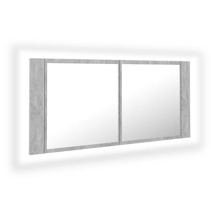 LED Bathroom Mirror Cabinet Concrete Grey 100x12x45 cm Acrylic