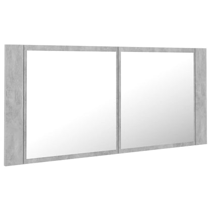 LED Bathroom Mirror Cabinet Concrete Grey 100x12x45 cm Acrylic