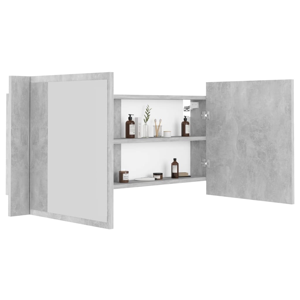LED Bathroom Mirror Cabinet Concrete Grey 100x12x45 cm Acrylic
