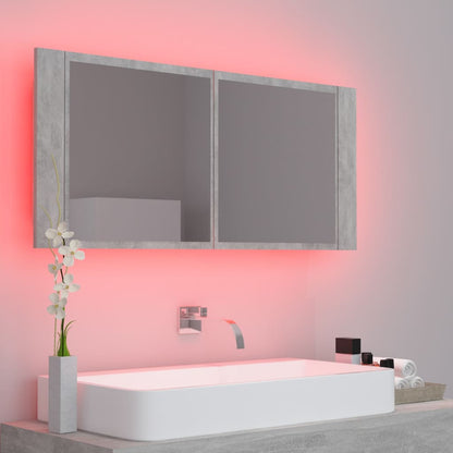 LED Bathroom Mirror Cabinet Concrete Grey 100x12x45 cm Acrylic