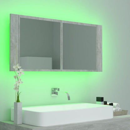 LED Bathroom Mirror Cabinet Concrete Grey 100x12x45 cm Acrylic