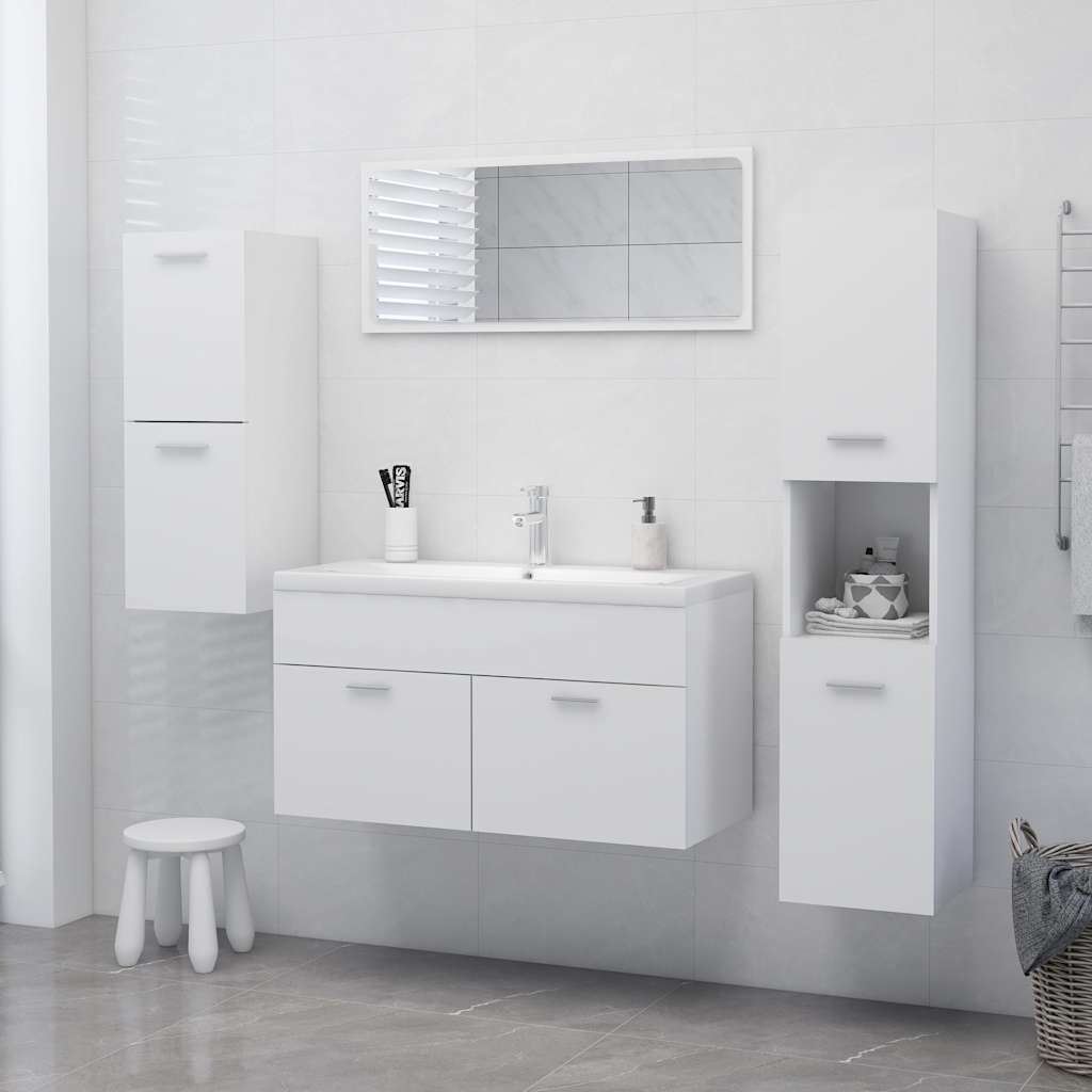 Bathroom Cabinet White 30x30x130 cm Engineered Wood