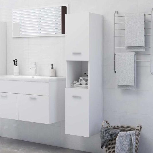 Bathroom Cabinet White 30x30x130 cm Engineered Wood