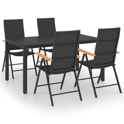 5 Piece Garden Dining Set Black and Brown