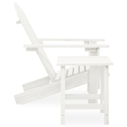 Garden Adirondack Chair with Table Solid Fir Wood White