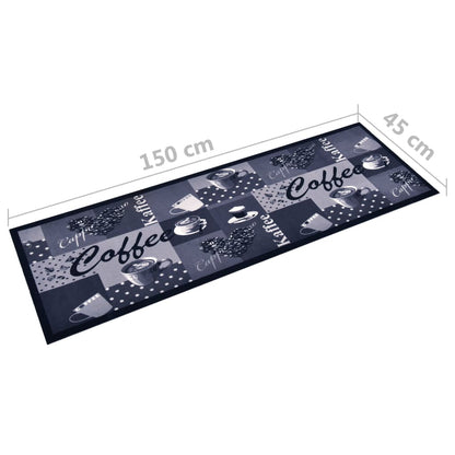 Kitchen Carpet Washable Coffee Blue 45x150 cm