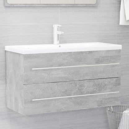 2 Piece Bathroom Furniture Set Concrete Grey Engineered Wood