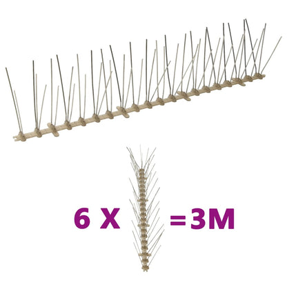 5-row Plastic Bird & Pigeon Spikes Set of 6 3 m