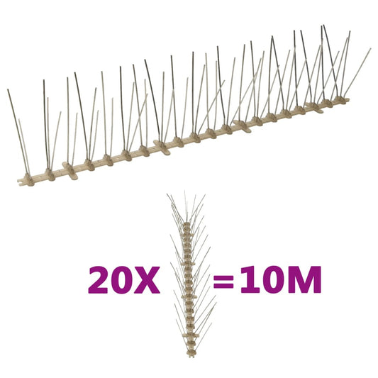 5-row Plastic Bird & Pigeon Spikes Set of 20 10 m