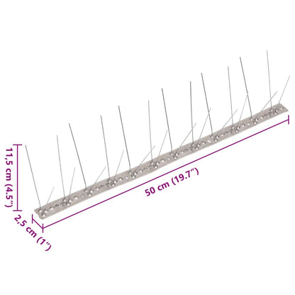 4-row Stainless Steel Bird & Pigeon Spikes Set of 20 10 m