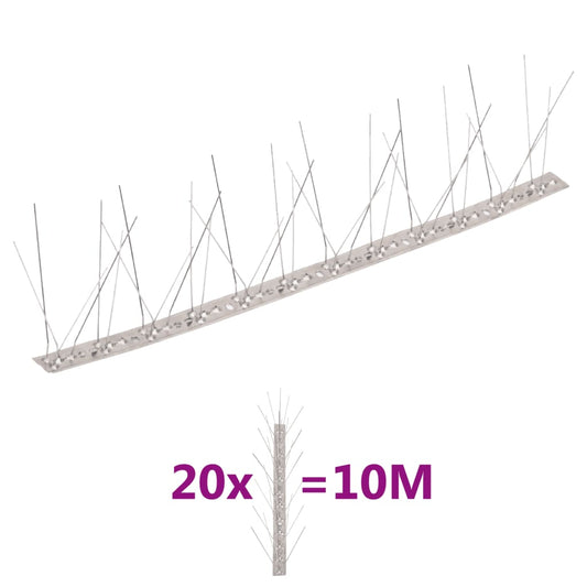 5-row Stainless Steel Bird & Pigeon Spikes Set of 20 10 m