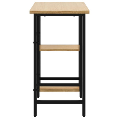 Computer Desk Black and Light Oak 80x40x72 cm MDF and Metal