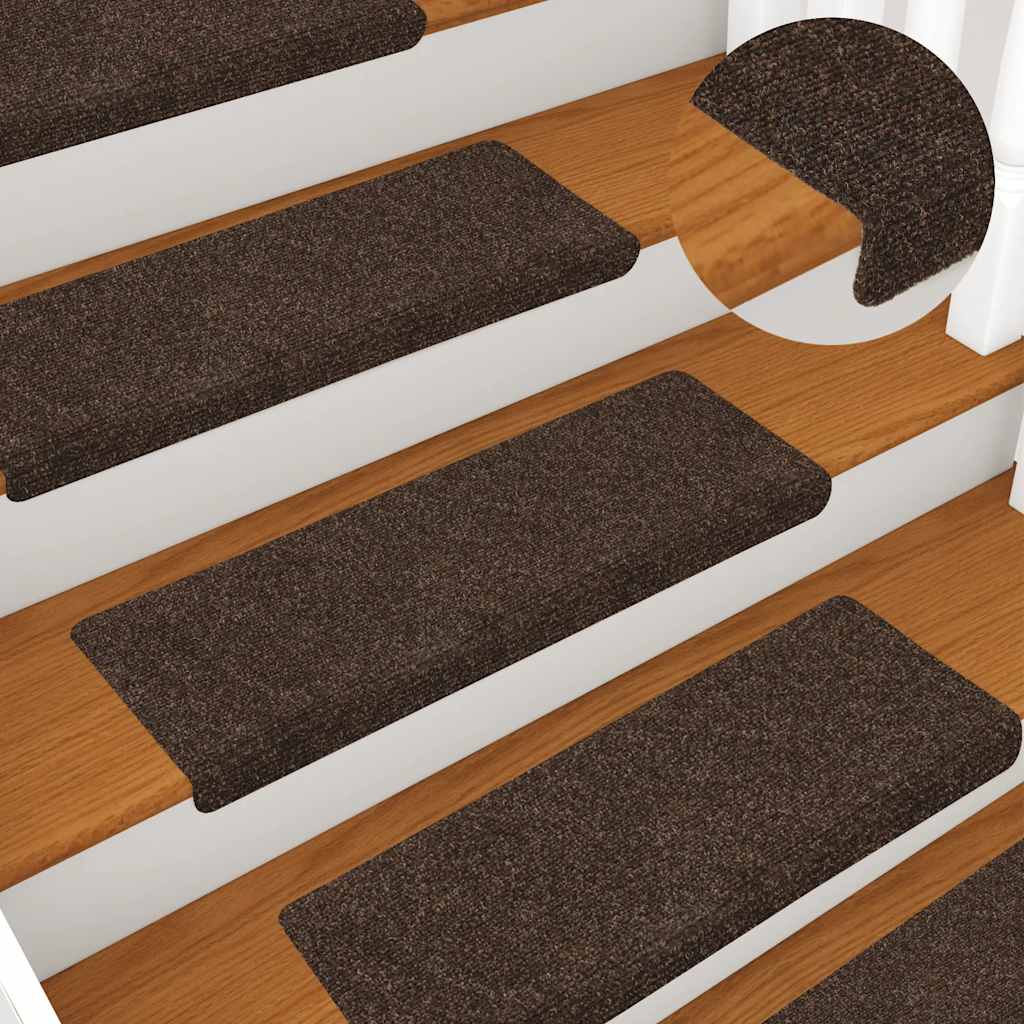 Stair Mats Self-adhesive 15 pcs 65x21x4 cm Brown Rectangular Edge