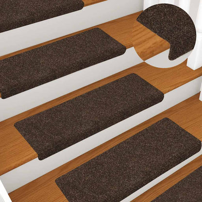 Stair Mats Self-adhesive 15 pcs 65x21x4 cm Brown Rectangular Edge